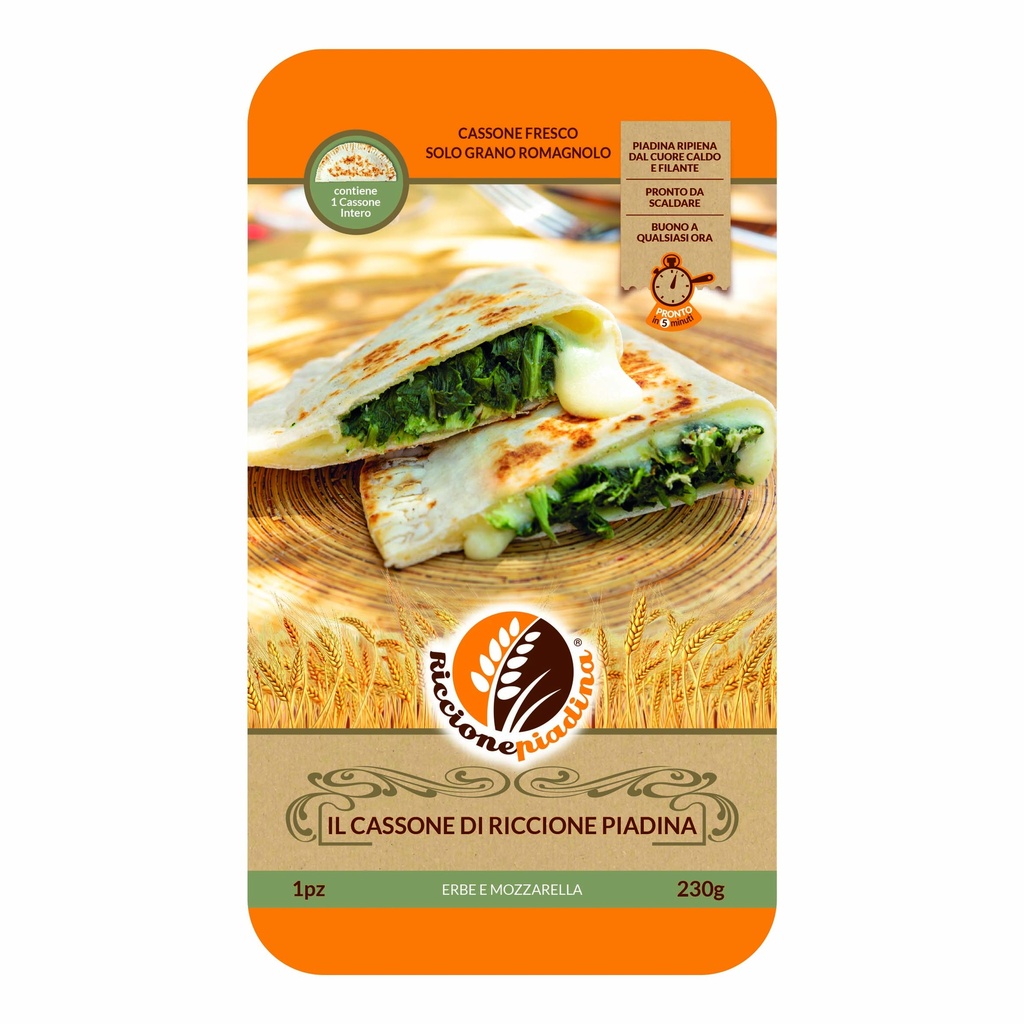 [PR711] Riccione Piadina Cassone Romagnolo Verde - erbe e mozzarella 230g
